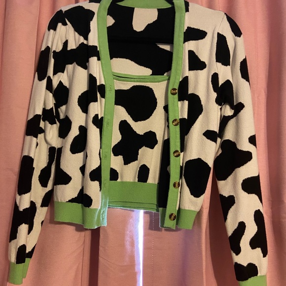 SOLD - Shein Cow Print Cami and Cardigan - Picture 5 of 5